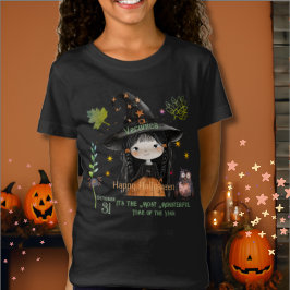 Glückliche Halloween-Monster Niedliche Hexe T-Shirt