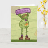 Glückliche Halloween-Mummy - Grußkarte Karte (Gelbe Blume)