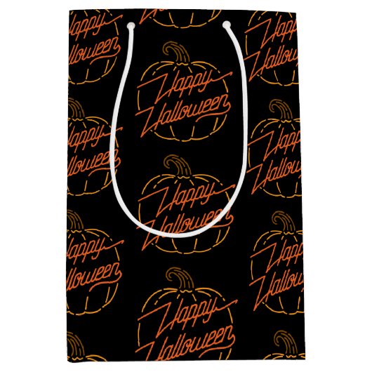 Glückliche Halloween-Neon-Geschenktasche Mittlere Geschenktüte (Vorderseite)