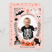 Glückliche Halloween-niedliche Kinderfotokarte Einladung (Vorne/Hinten)