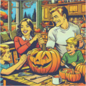 Glückliche Halloween Nostalgische Karikaturenkürme Aufkleber (Vorderseite)