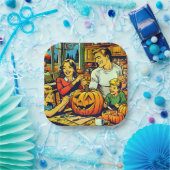 Glückliche Halloween Nostalgische Karikaturenkürme Pappteller (Party)