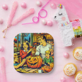 Glückliche Halloween Nostalgische Karikaturenkürme Pappteller (Party)