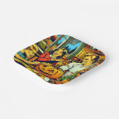 Glückliche Halloween Nostalgische Karikaturenkürme Pappteller (Gewinkelt)