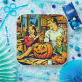 Glückliche Halloween Nostalgische Karikaturenkürme Pappteller (Party)