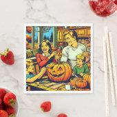 Glückliche Halloween Nostalgische Karikaturenkürme Serviette (Beispiel)