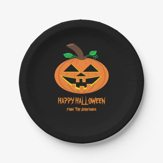 Glückliche Halloween Pumpkin Paper Teller (Vorderseite)