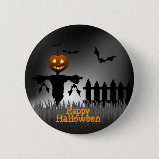 Glückliche Halloween- - Scarecrrowlaterne Button (Vorderseite)