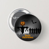 Glückliche Halloween- - Scarecrrowlaterne Button (Vorne & Hinten)