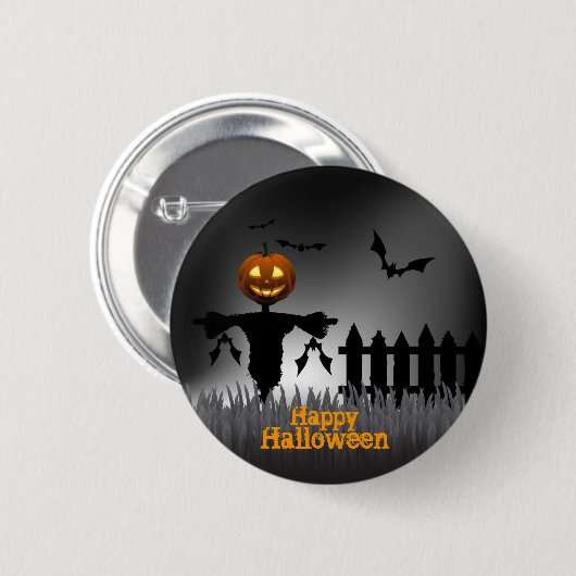 Glückliche Halloween- - Scarecrrowlaterne Button (Vorne & Hinten)