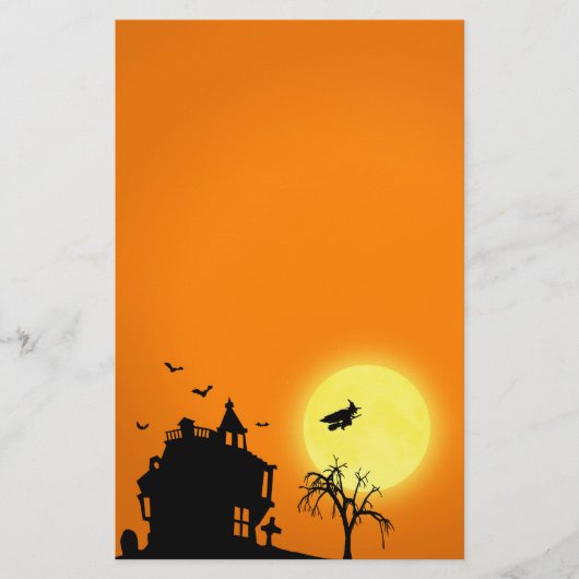 Glückliche Halloween-Silhouette-Landschaft Briefpapier (Vorderseite)