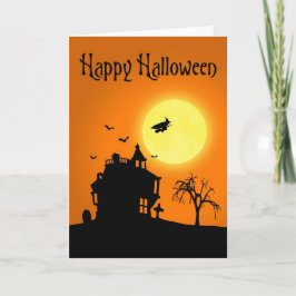 Glückliche Halloween-Silhouette-Landschaft Karte
