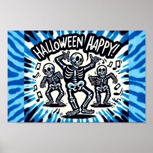 Glückliche Halloween-Skelette: Tanz Party Krawatte Poster (Vorne)