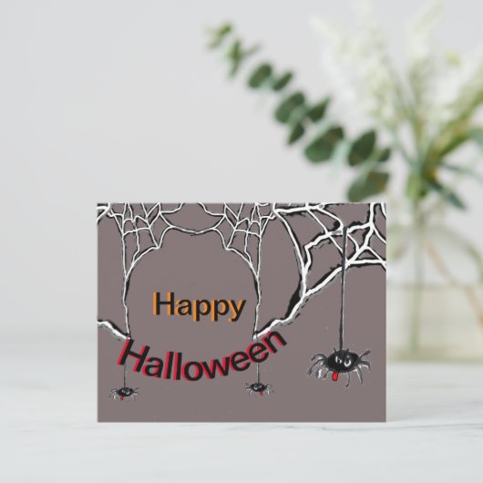 Glückliche Halloween Spiders Cartoon Cust. Postkar Postkarte (Stehend Vorderseite)