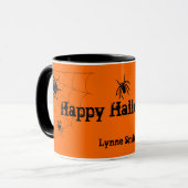 Glückliche Halloween-Spinnen-personalisierte Tasse (Vorderseite Links)