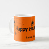 Glückliche Halloween-Spinnen-personalisierte Tasse (Vorderseite Links)