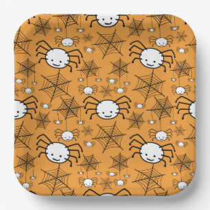 Glückliche Halloween-Spinnennetze Pappteller