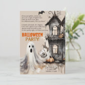 Glückliche Halloween Spooky Ghost Party Gedicht Ei Ankündigung (Stehend Vorderseite)