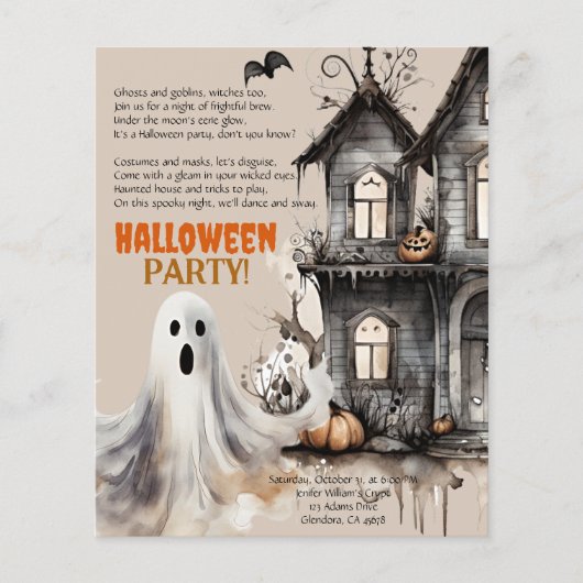 Glückliche Halloween Spooky Ghost Party Gedicht Ei Flyer (Vorne)