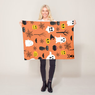 Glückliche Halloween-Symbole Fleecedecke
