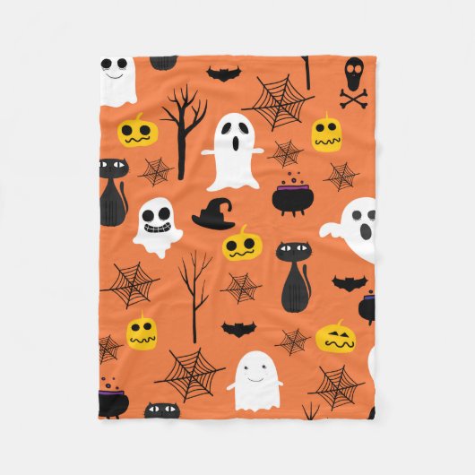 Glückliche Halloween-Symbole Fleecedecke (Vorderseite)