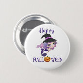 Glückliche Halloween-Taste Girl Spooky Meerjungfra Button (Vorne & Hinten)