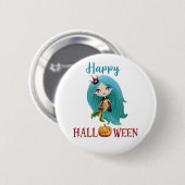 Glückliche Halloween-Taste Girl Spooky Meerjungfra Button (Vorne & Hinten)