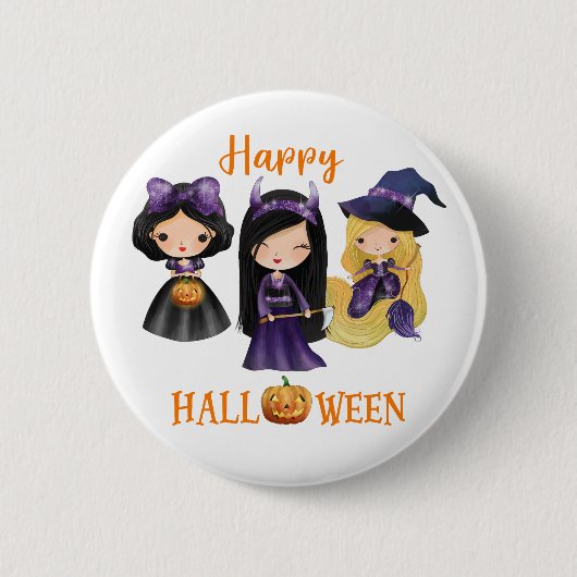 Glückliche Halloween-Taste Girl Spooky Prinzessin- Button (Vorderseite)