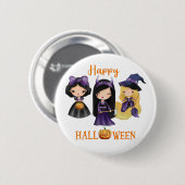 Glückliche Halloween-Taste Girl Spooky Prinzessin- Button (Vorne & Hinten)