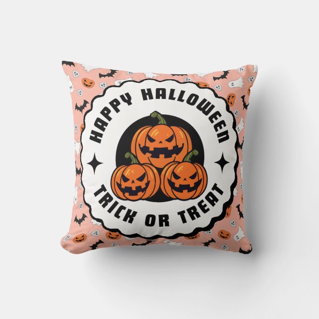 Glückliche Halloween-Tricks oder Drohungen Kissen (Vorderseite)