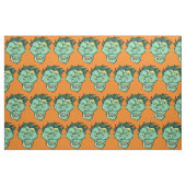 Glückliche Halloween-Zombie-Muster-Grün-Orange Stoff (Fat Quarter (45,7 x 55,9 cm))
