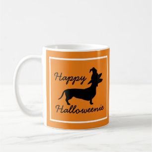 Glückliche Halloweenie Halloween Hexe-Hut-Dackel Kaffeetasse