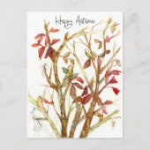 Glückliche Herbstfarben Baum Vögel Zweige Postkarte (Vorderseite)