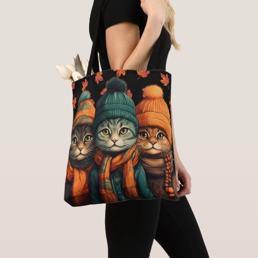 Glückliche Herbstkatzen-Tasche Tasche (Von Nahem)