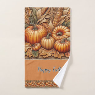 Glückliche Herbstsaison Kürbisse Orange Handtuch
