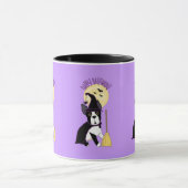 Glückliche Hexe Halloweens Boston Terrier Tasse (Zentrum)