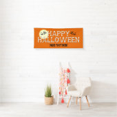 Glückliche Hexe-Orangen-Fahne Halloweens Skeleton Banner (Insitu)