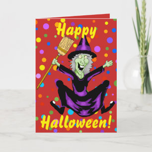Glückliche Hexen Halloween Grußkarte Karte