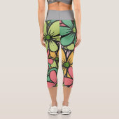 Glückliche Hippie-Blumen Capri Leggings (Rückseite)