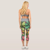 Glückliche Hippie-Blumen Capri Leggings (Rückseite)