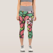 Glückliche Hippie-Blumen Capri Leggings (Vorderseite)
