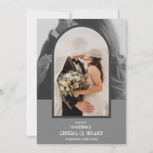 Glückliche Hochzeit in einfachem Grau Einladung