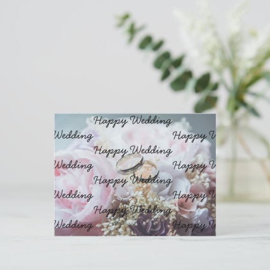 Glückliche Hochzeit Postkarte (Stehend Vorderseite)