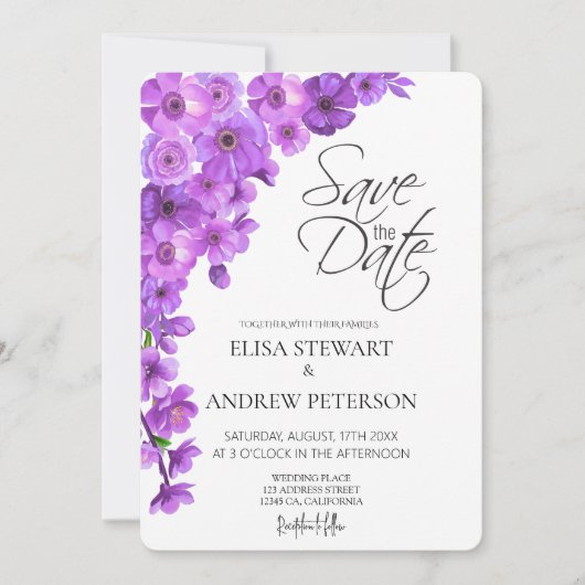Glückliche Hochzeit Romantische Florale Hochzeit Einladung (Vorderseite)