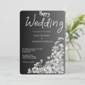 Glückliche Hochzeit Romantische Florale Hochzeit Einladung (Stehend Vorderseite)