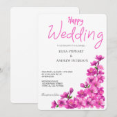 Glückliche Hochzeit Romantische Florale Hochzeit Einladung (Vorne/Hinten)