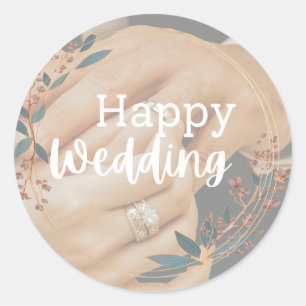 Glückliche Hochzeit-Sticker-Etiketten Hochzeitsacc Runder Aufkleber