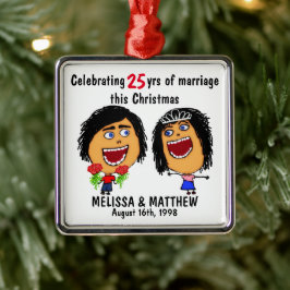 Glückliche Hochzeits-Weihnachts-Cartoon Ornament Aus Metall