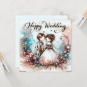 Glückliche Hochzeitsgrußkarten Karte (Vorderseite/Rückseite Beispiel)