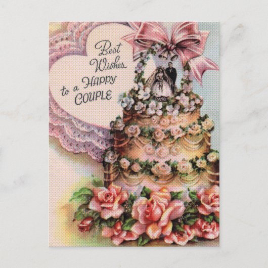 Glückliche Hochzeitstorte Postkarte (Vorderseite)